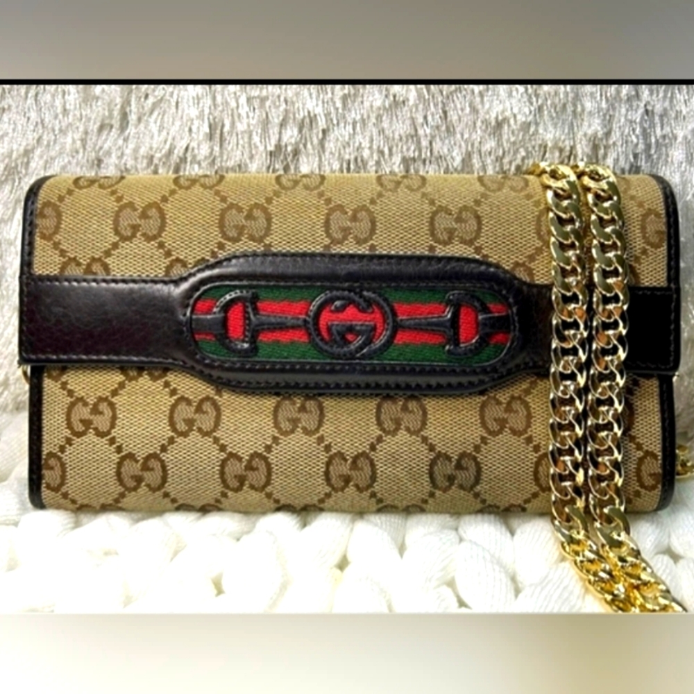 COPY - GUCCI• GG Canvas Crossbody Long Wallet WOC